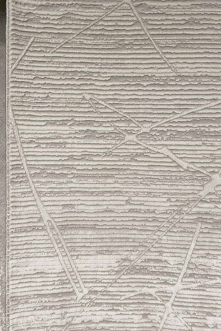 Zunara PM011 Gri Ekru Çizgili Geometrik Desenli Halı - Görsel 3