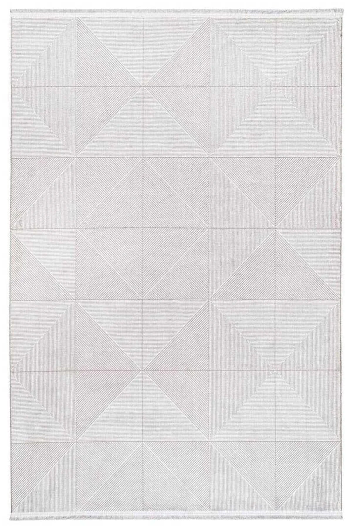 Arvessa MD03 Krem Bej Geometrik Desenli Polyester Halı - Görsel 3