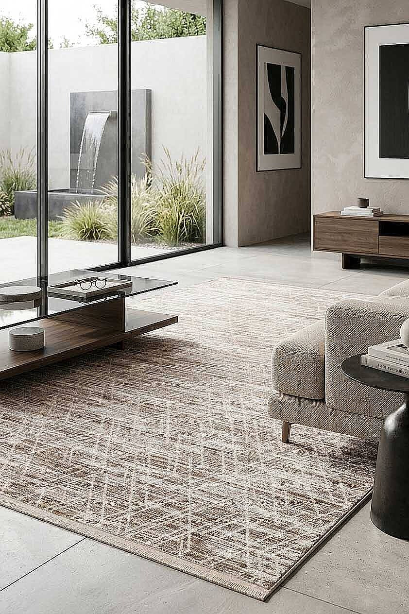 Avenza NR06 Bej Geometrik Desenli Akrilik Halı - Görsel 2