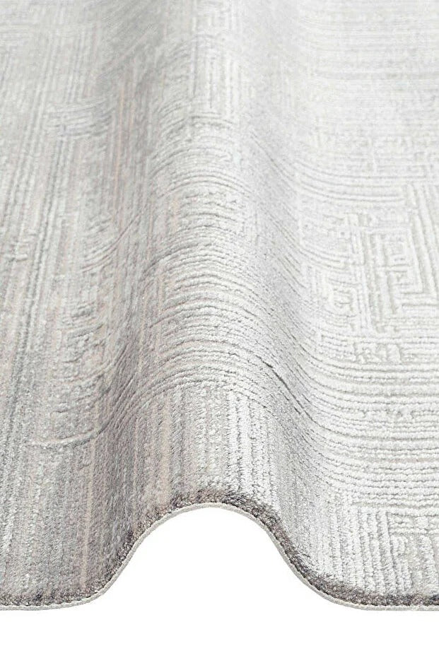 Mila ML01 Gri Krem Geometrik Desenli Akrilik Pamuk Halı - Görsel 2
