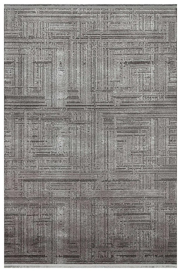 Mila ML04 Antrasit Gri Geometrik Desenli Akrilik Pamuk Halı - Görsel 2