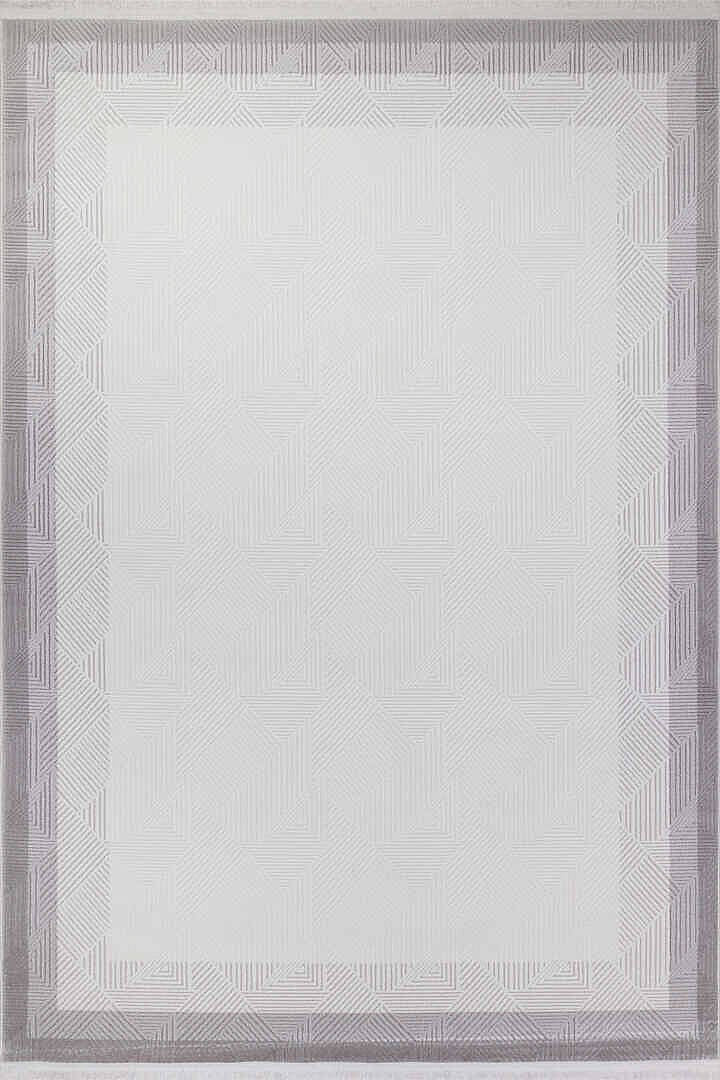 Omyra OS01 Ekru Gri Geometrik Desenli Akrilik Halı - Görsel 2
