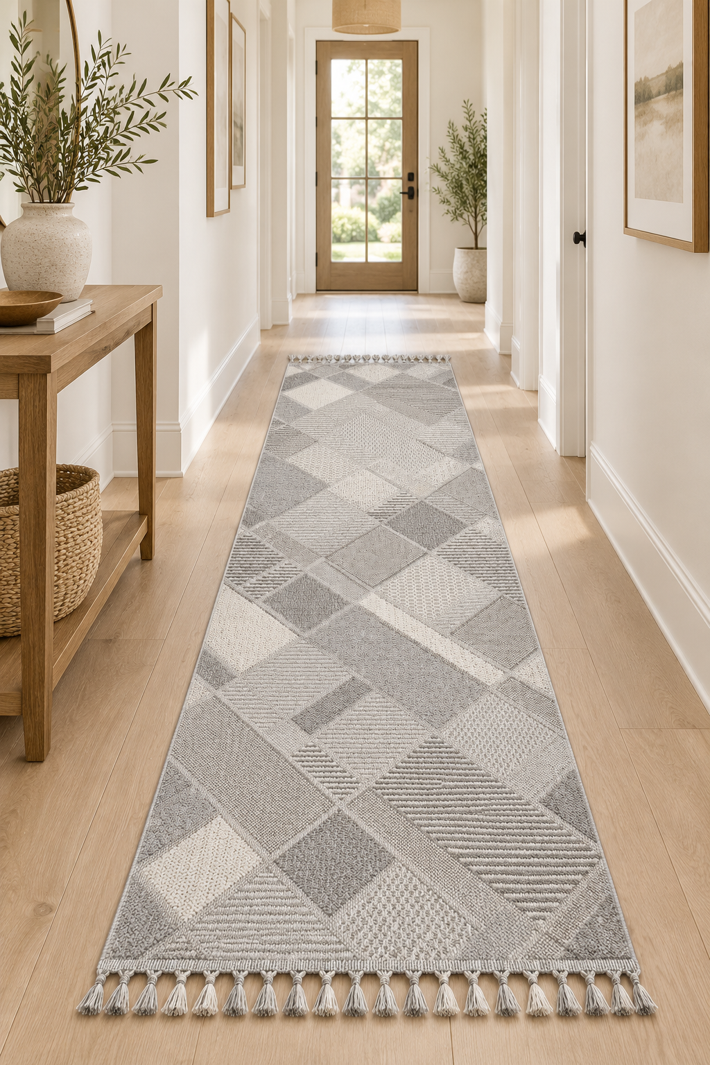 Virella VİR03 Gri Ekru Geometrik Desenli Polipropilen Halı - Görsel 3