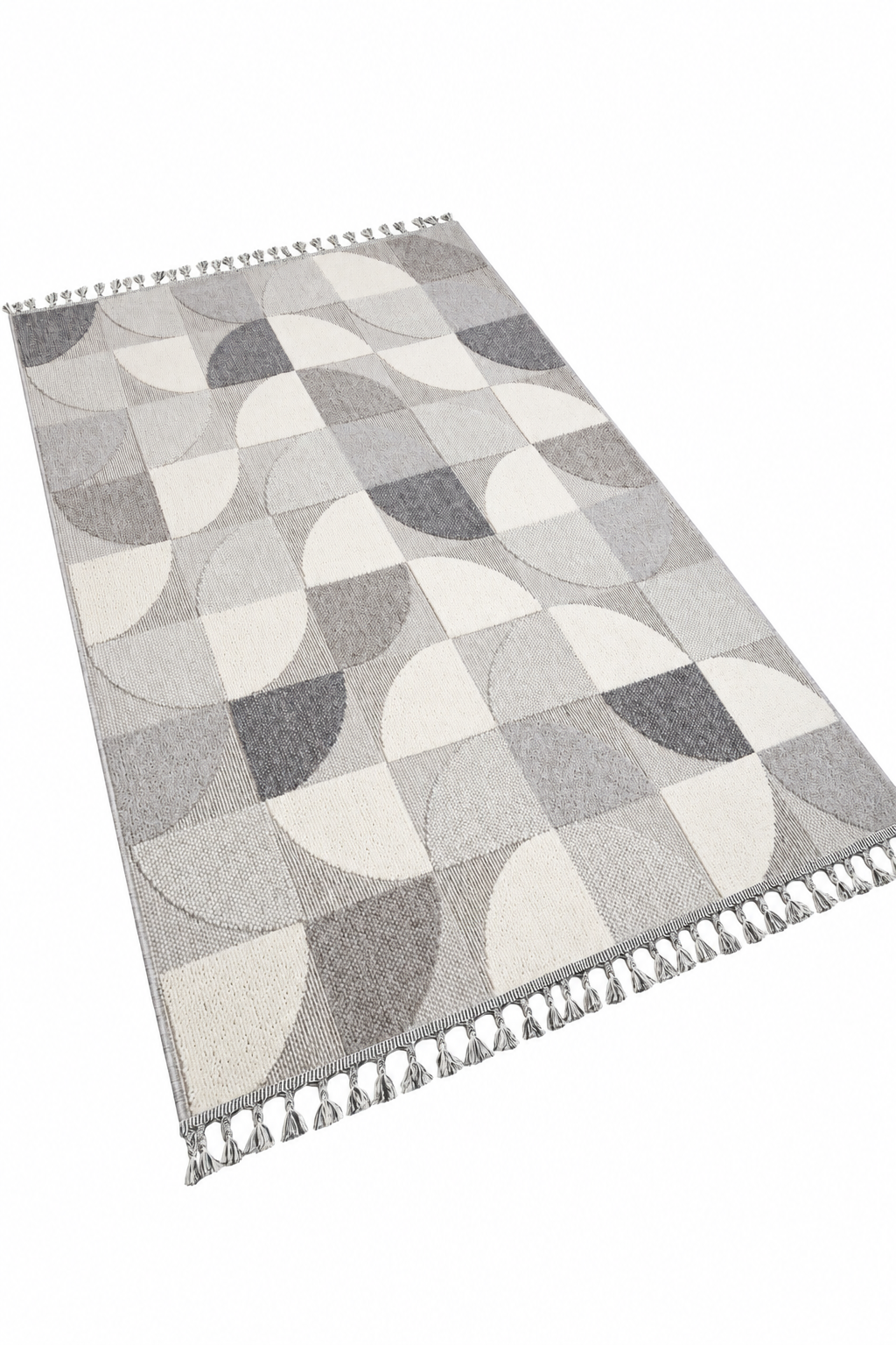 Virella VİR04 Gri Ekru Geometrik Desenli Polipropilen Halı - Görsel 2