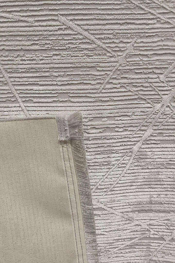 Zunara PM011 Gri Ekru Çizgili Geometrik Desenli Halı - Görsel 1