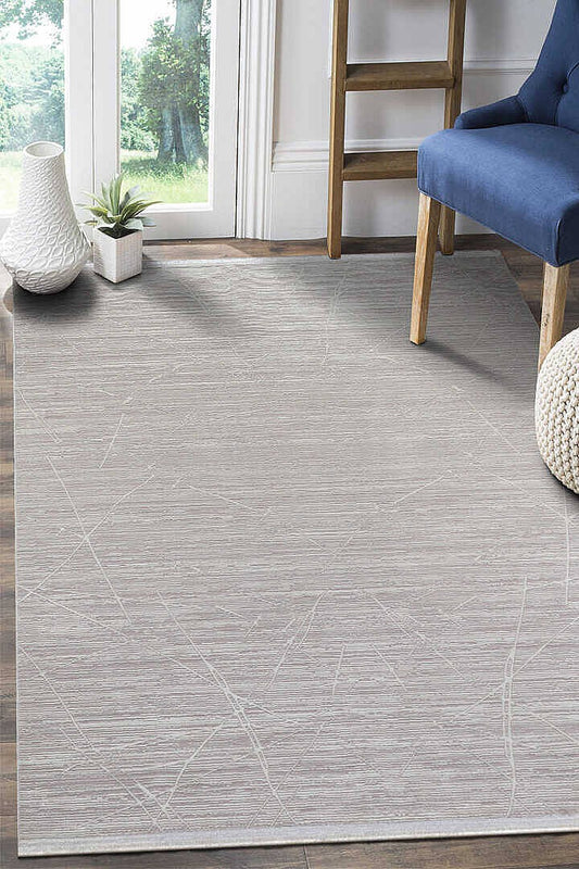 Zunara PM011 Gri Ekru Çizgili Geometrik Desenli Halı - Görsel 4