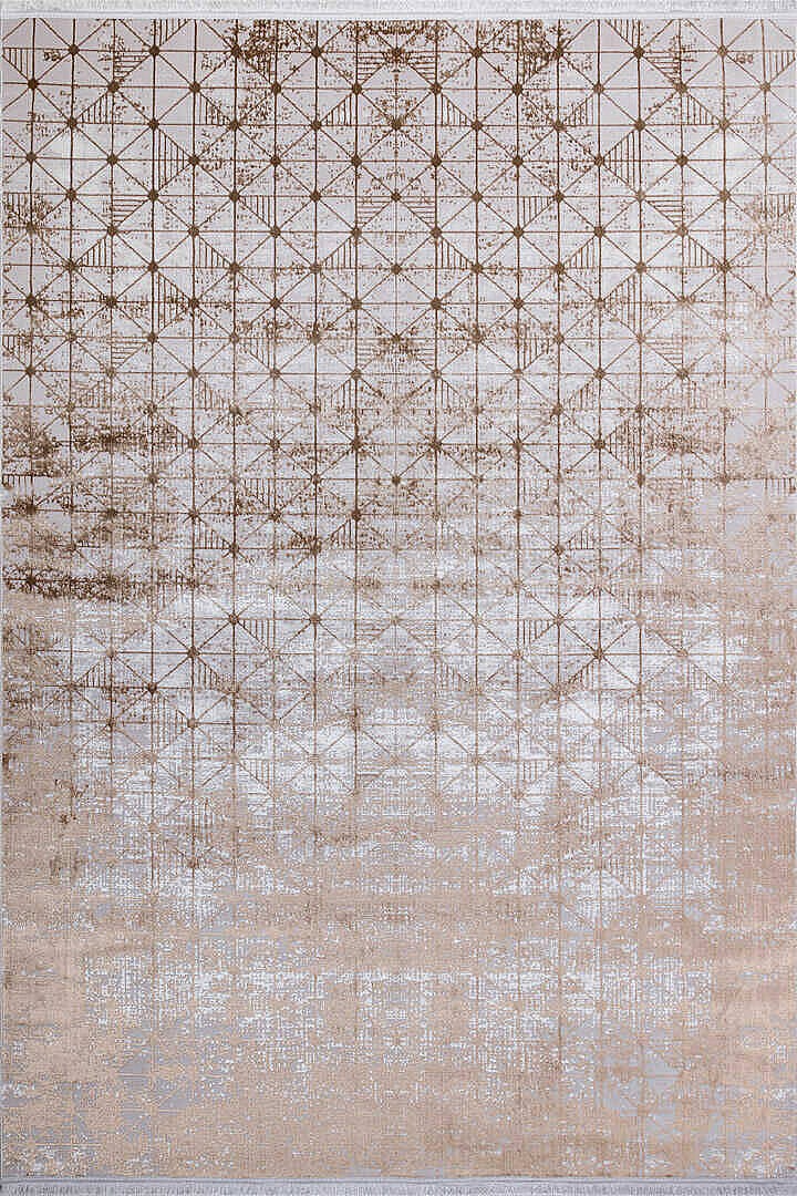 Zunara PM08 Bej Ekru Geometrik Eskitme Desenli Halı - Görsel 2