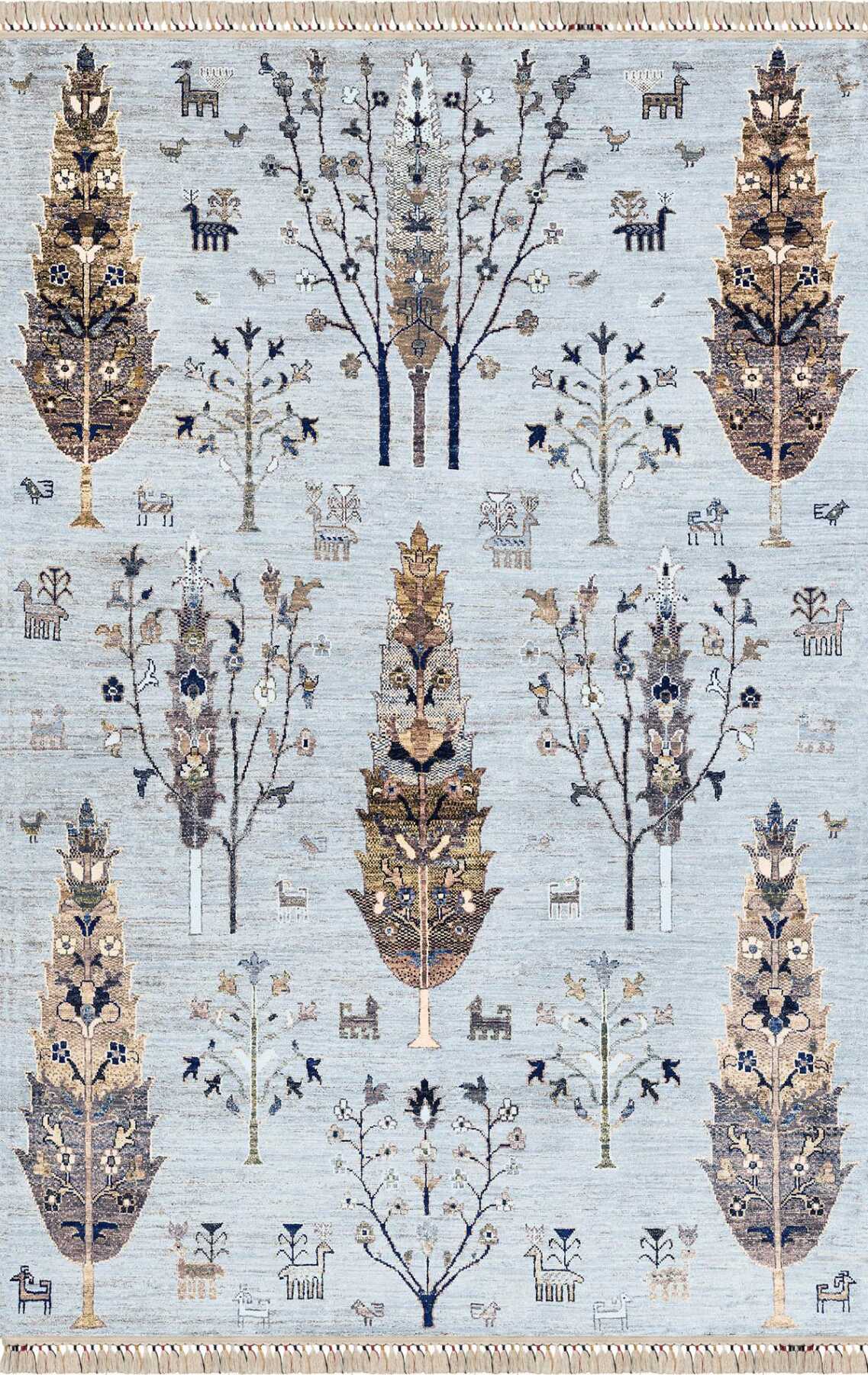 TD1119-02 Mavi Doğa Motifli Yıkanabilir Dijital Baskı Halı — Görsel 2
