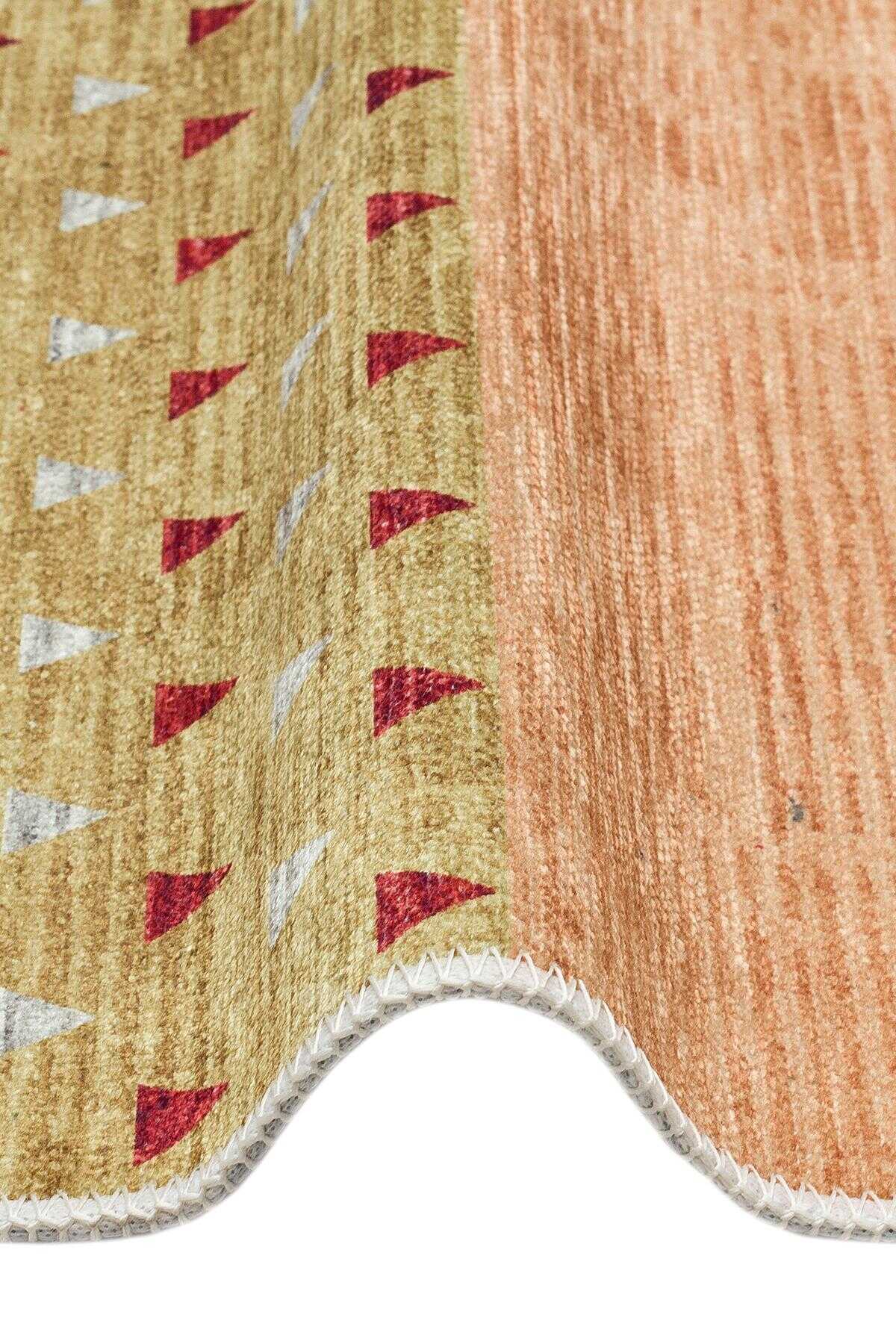 TD1674-00 Renkli Çizgili Kilim Motifli Yıkanabilir Dijital Baskı Halı — Görsel 3