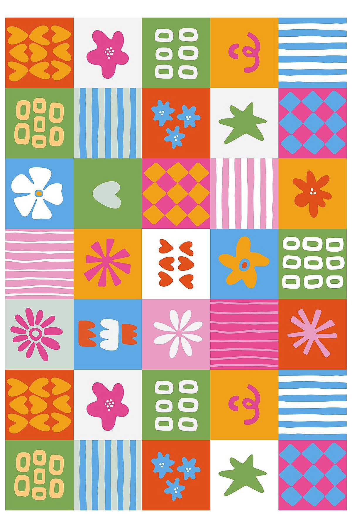 TD2208-00 Renkli Patchwork Çocuk Yıkanabilir Dijital Baskı Çocuk Halısı — Görsel 2