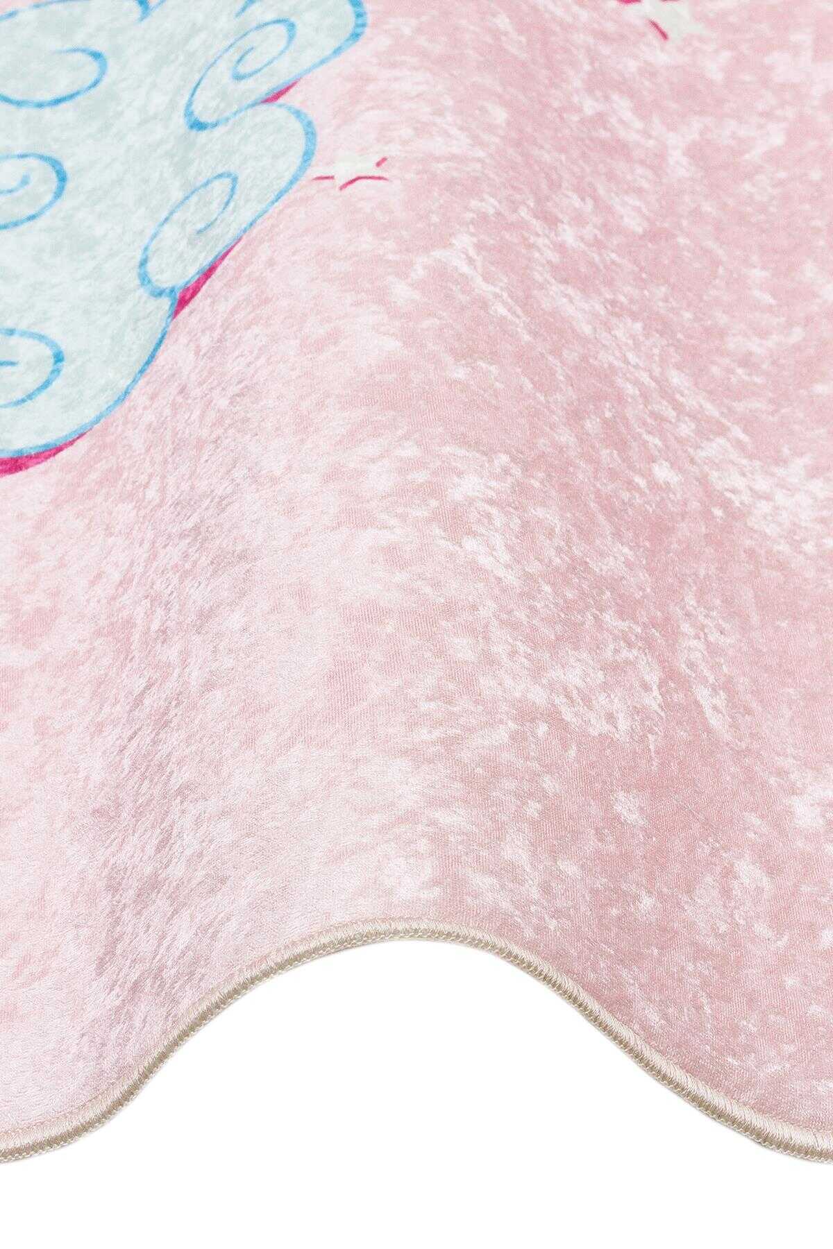 TD594-00 Pembe Unicorn Desenli Yıkanabilir Dijital Baskı Çocuk Halısı — Görsel 4